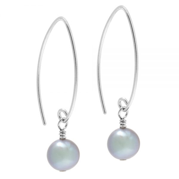 Long Drop Grey Pearl Earrings Biba And Rose Pearl Jewellery