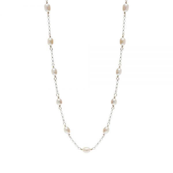 Silver And Pearl Necklace Biba And Rose Freshwater Pearls 5130